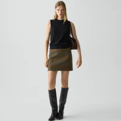 A-Line Mini Skirt in Plaid Wool-Cashmere