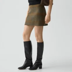 A-Line Mini Skirt in Plaid Wool-Cashmere