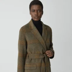 Belted Coat in Plaid Wool-Cashmere