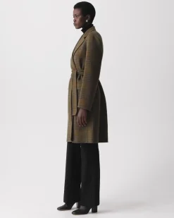 Belted Coat in Plaid Wool-Cashmere