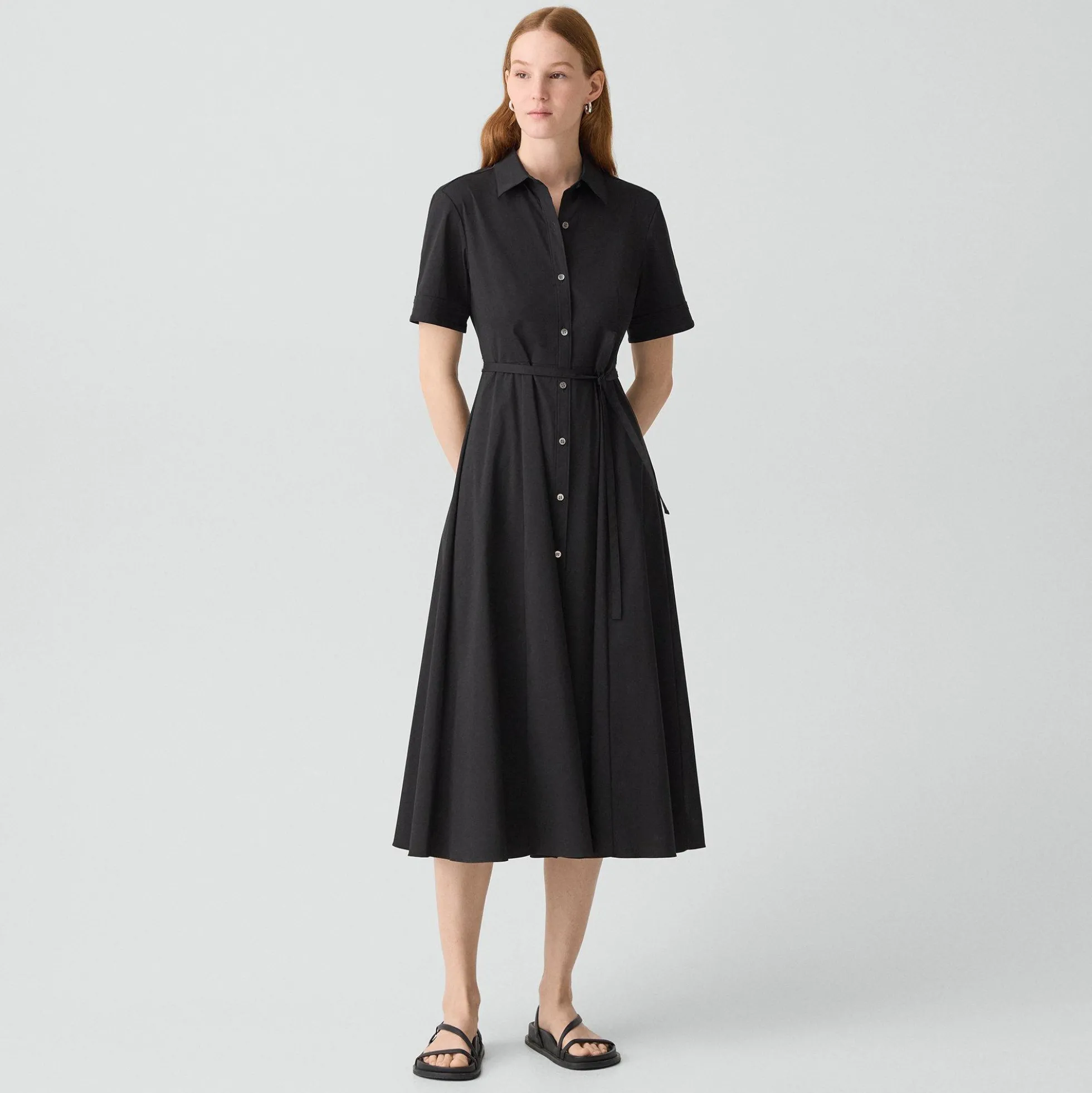 Belted Shirt Dress in Good Poplin