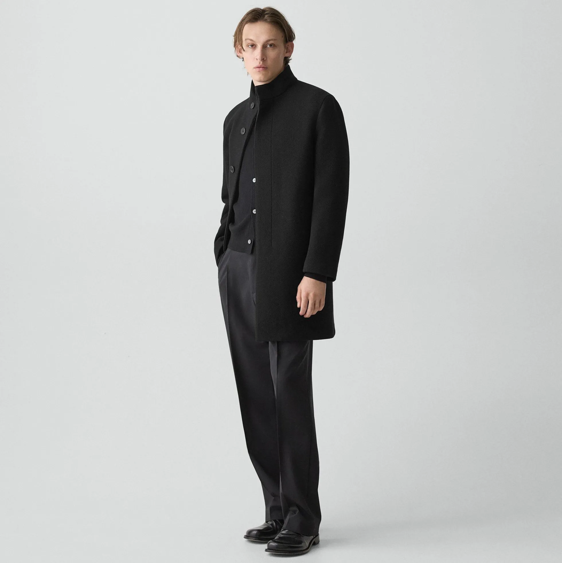 Belvin Coat in Textured Wool-Blend Melton