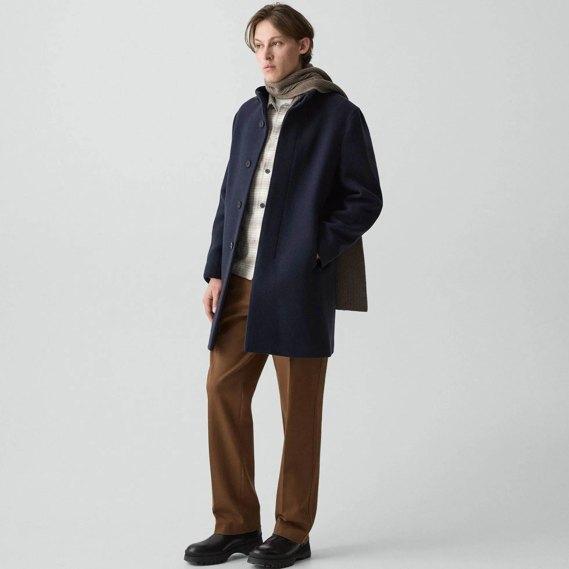 Belvin Coat in Textured Wool-Blend Melton