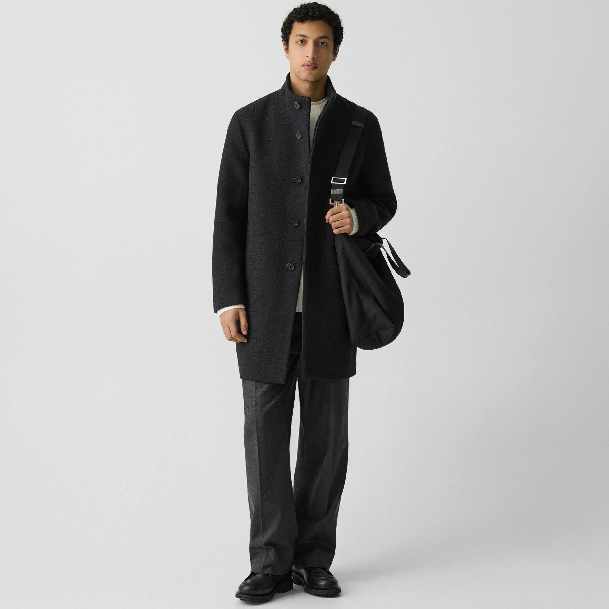 Belvin Coat in Textured Wool-Blend Melton