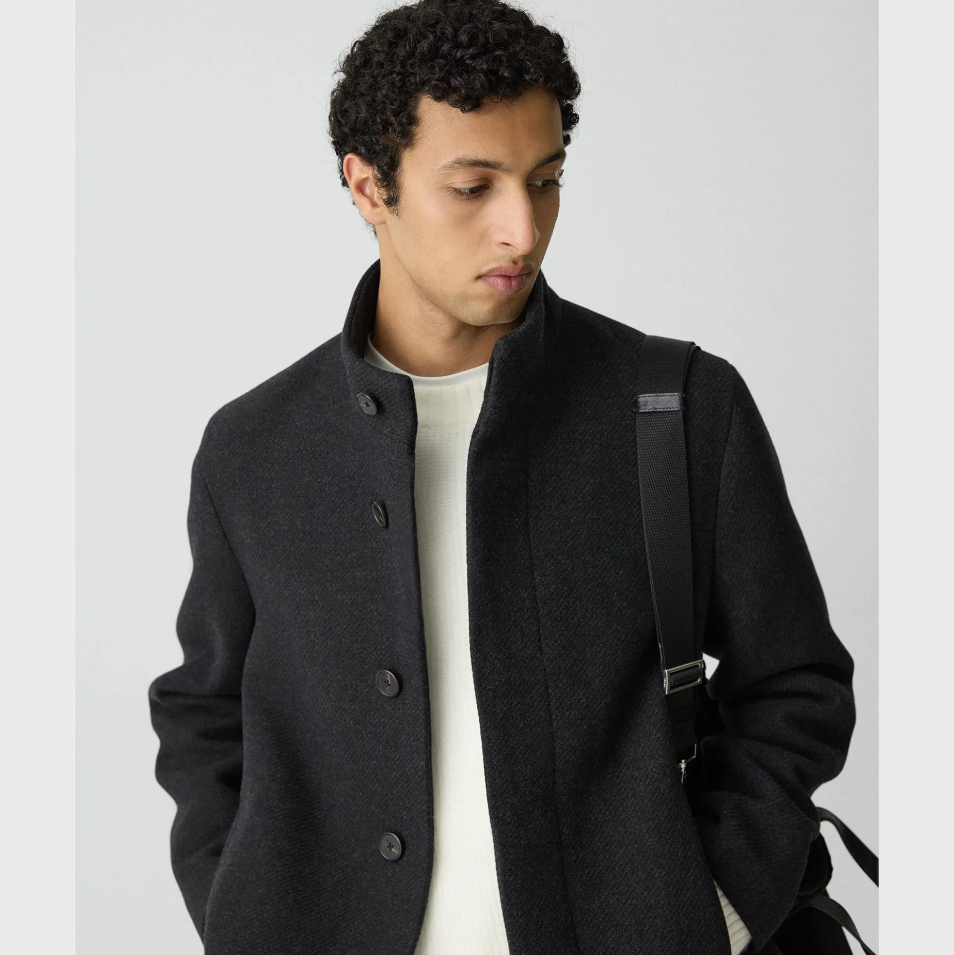 Belvin Coat in Textured Wool-Blend Melton