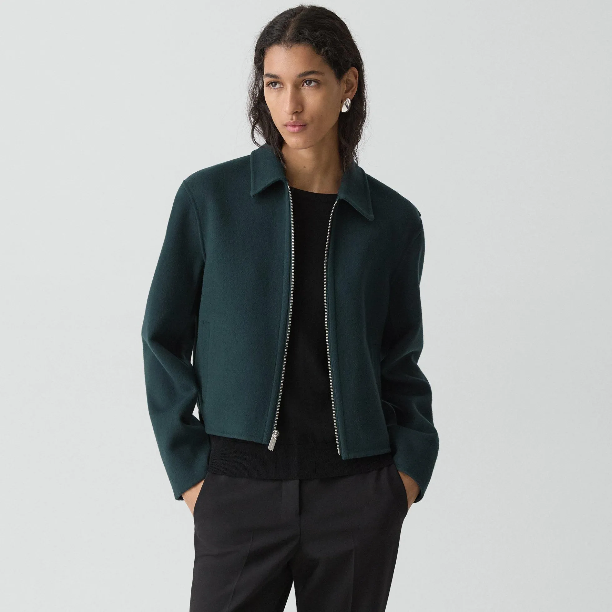 Blouson Jacket in Double-Face Wool-Cashmere