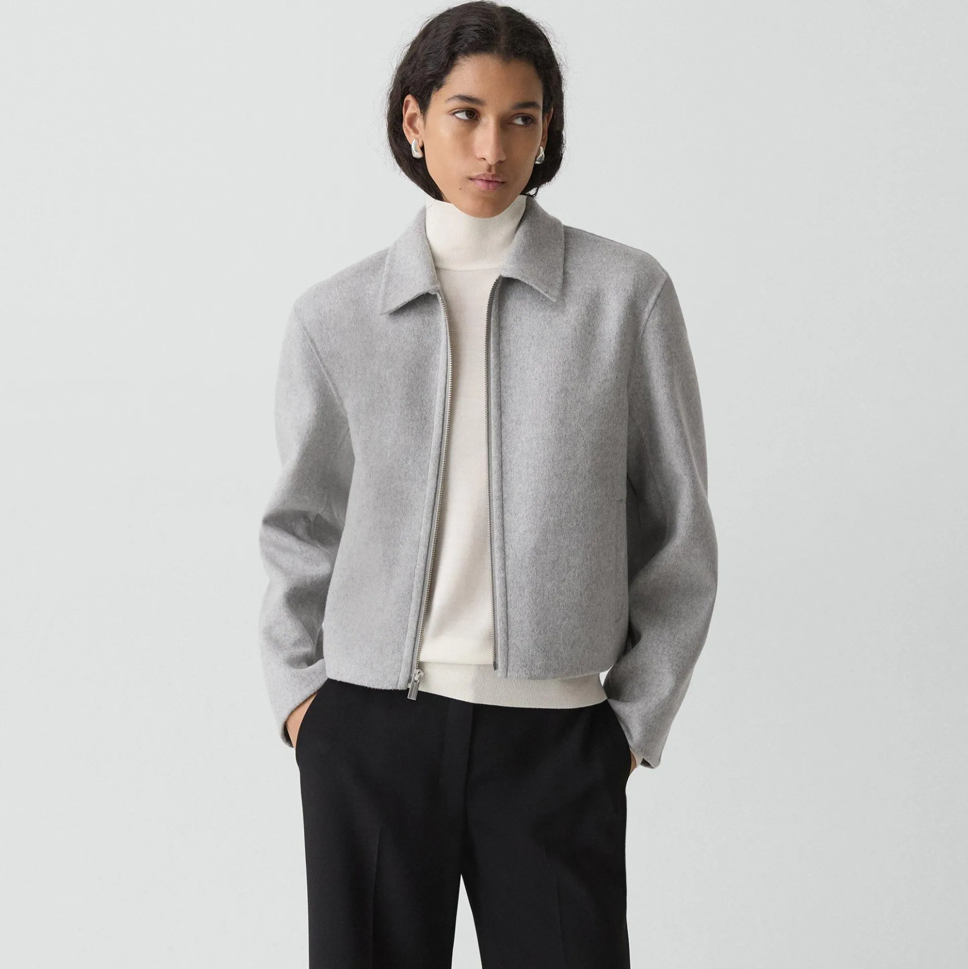 Blouson Jacket in Double-Face Wool-Cashmere