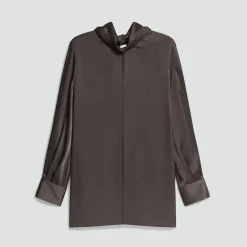 Blouson Sleeve Dress in Satin