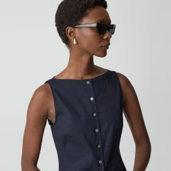 Boatneck Cutaway Top in Good Linen