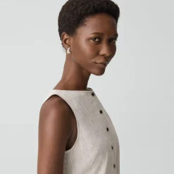Boatneck Cutaway Top in Textured Linen