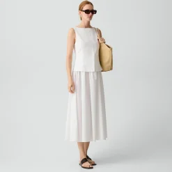 Boatneck Midi Dress in Relaxed Poplin