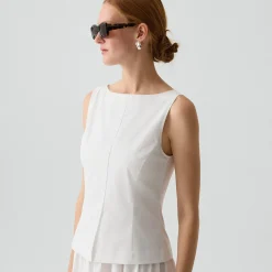 Boatneck Midi Dress in Relaxed Poplin