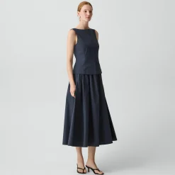 Boatneck Midi Dress in Relaxed Poplin