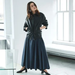 Boatneck Midi Dress in Relaxed Poplin