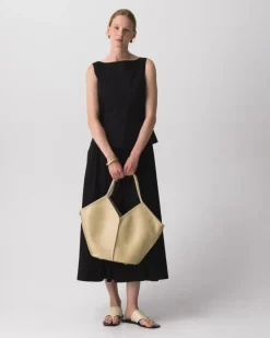 Boatneck Midi Dress in Relaxed Poplin