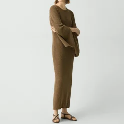 Bouclé Midi Dress in Cotton-Blend
