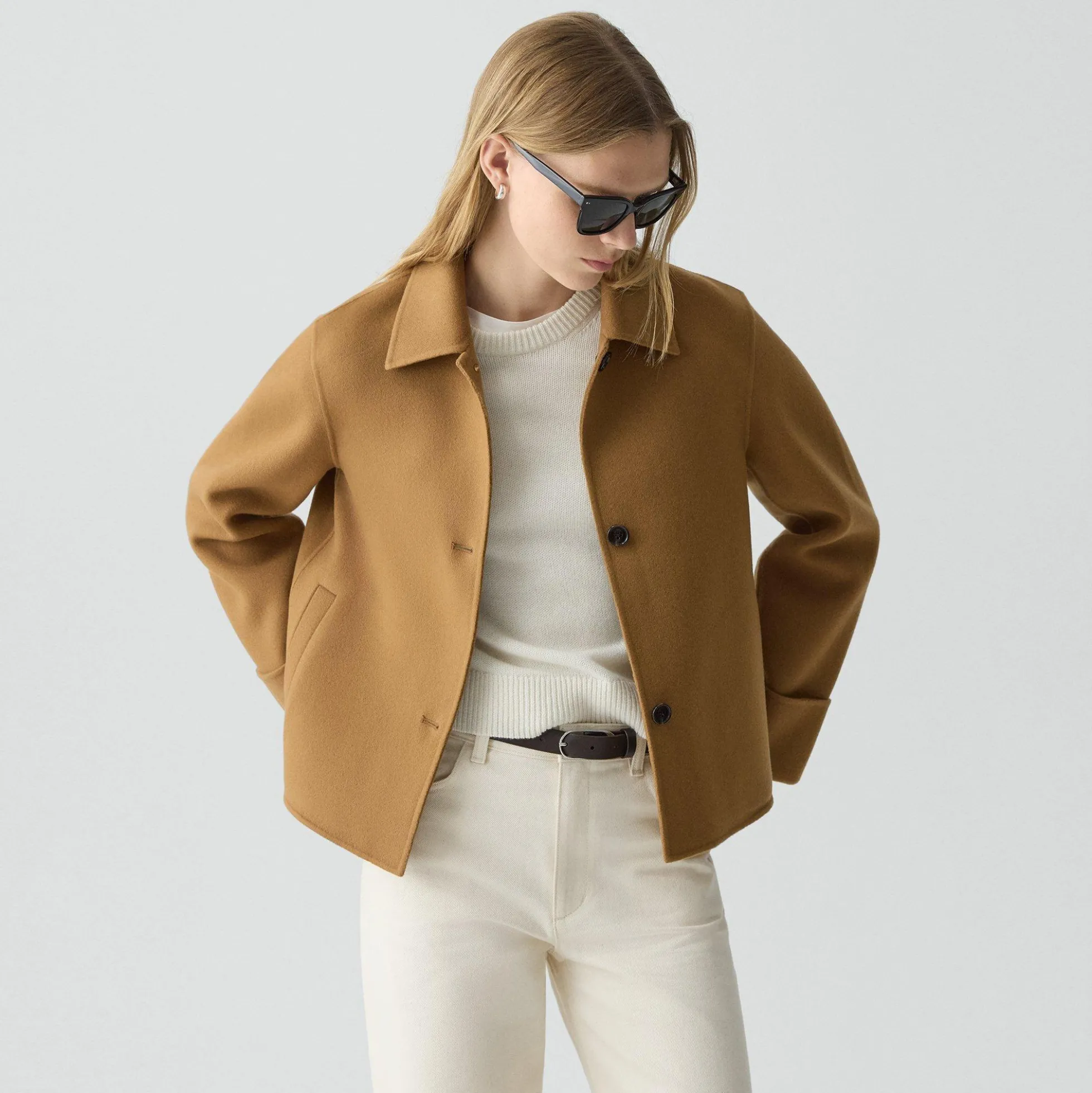 Boxy Cuff Jacket in Double-Face Wool-Cashmere
