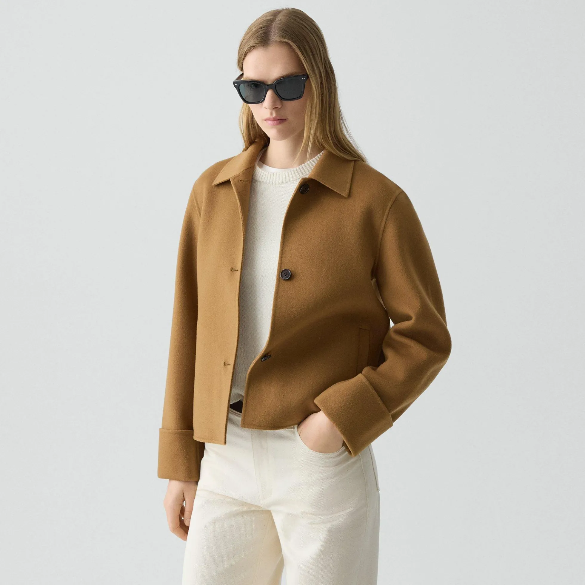 Boxy Cuff Jacket in Double-Face Wool-Cashmere