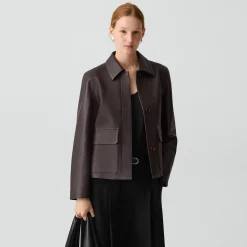 Boxy Patch Pocket Jacket in Leather