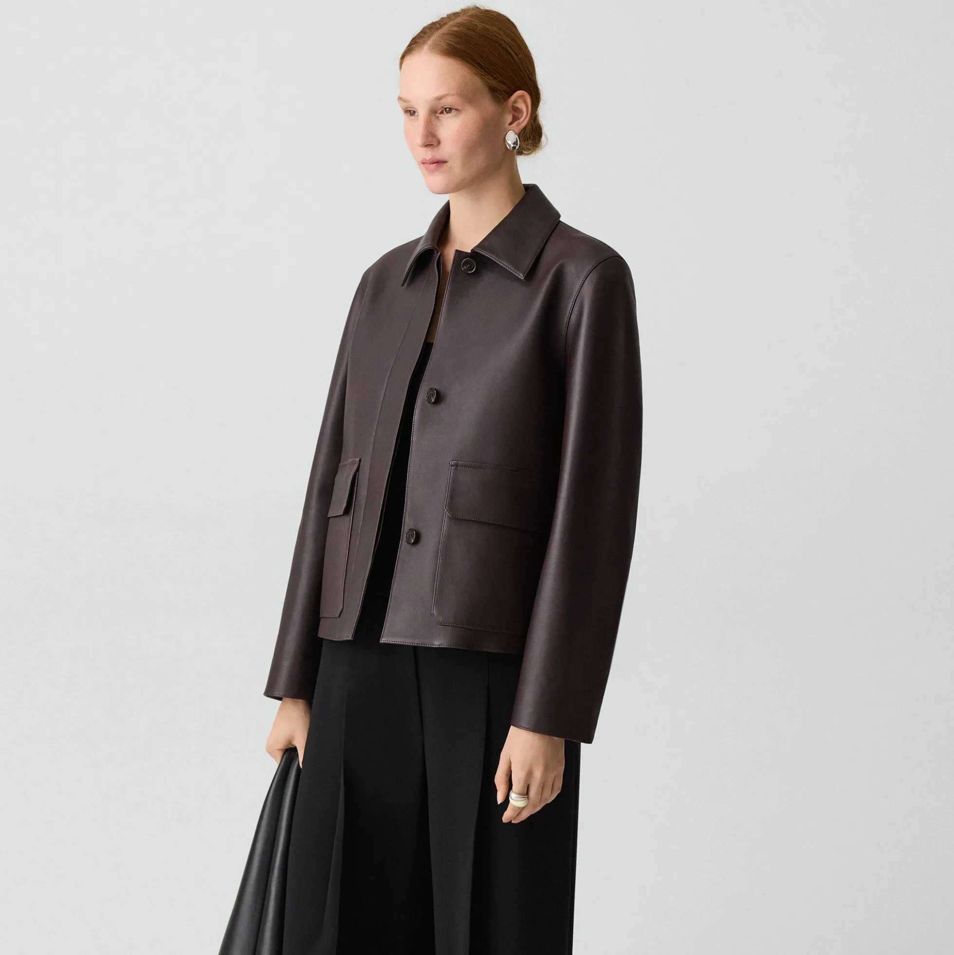 Boxy Patch Pocket Jacket in Leather