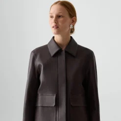 Boxy Patch Pocket Jacket in Leather