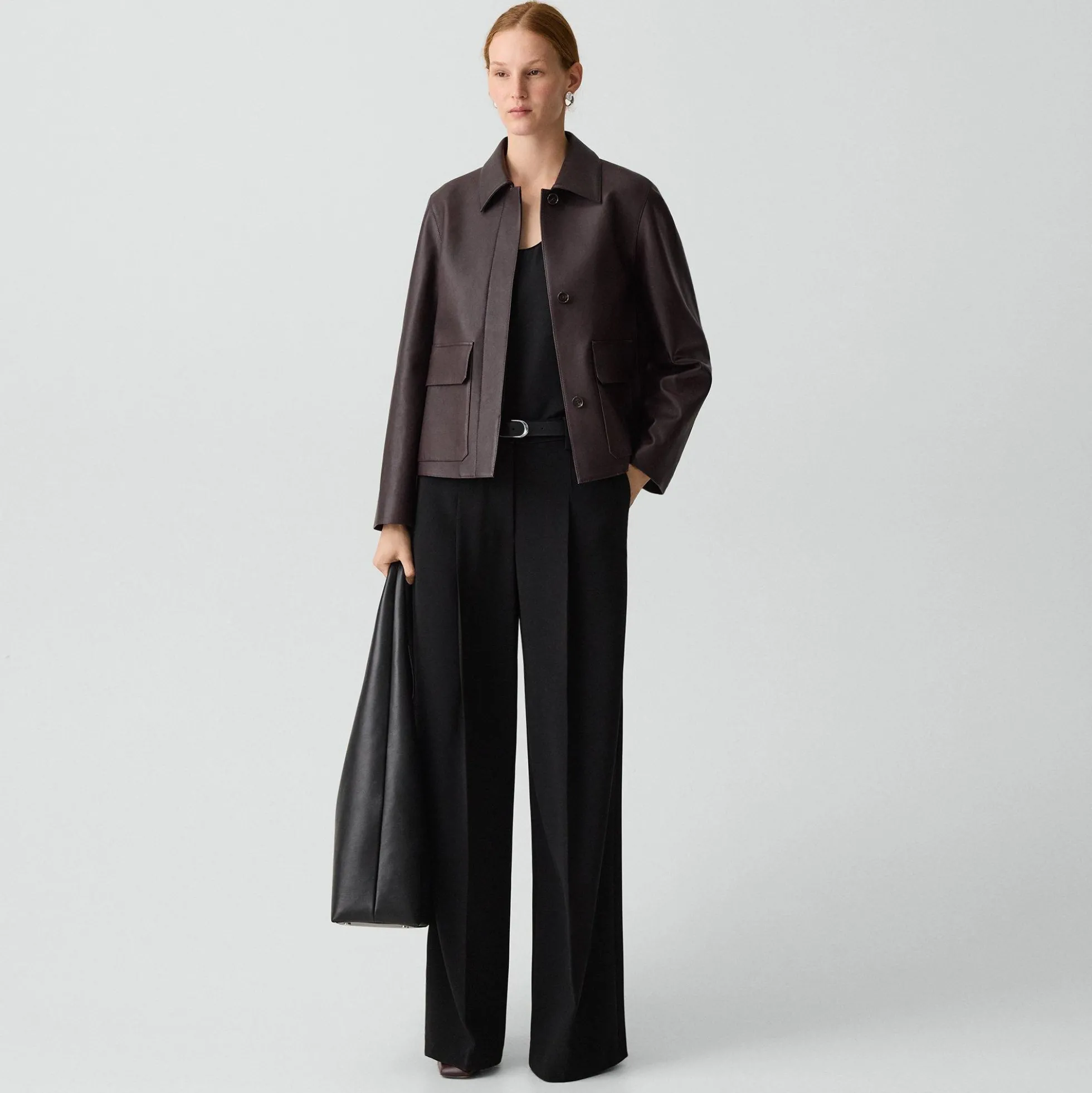 Boxy Patch Pocket Jacket in Leather