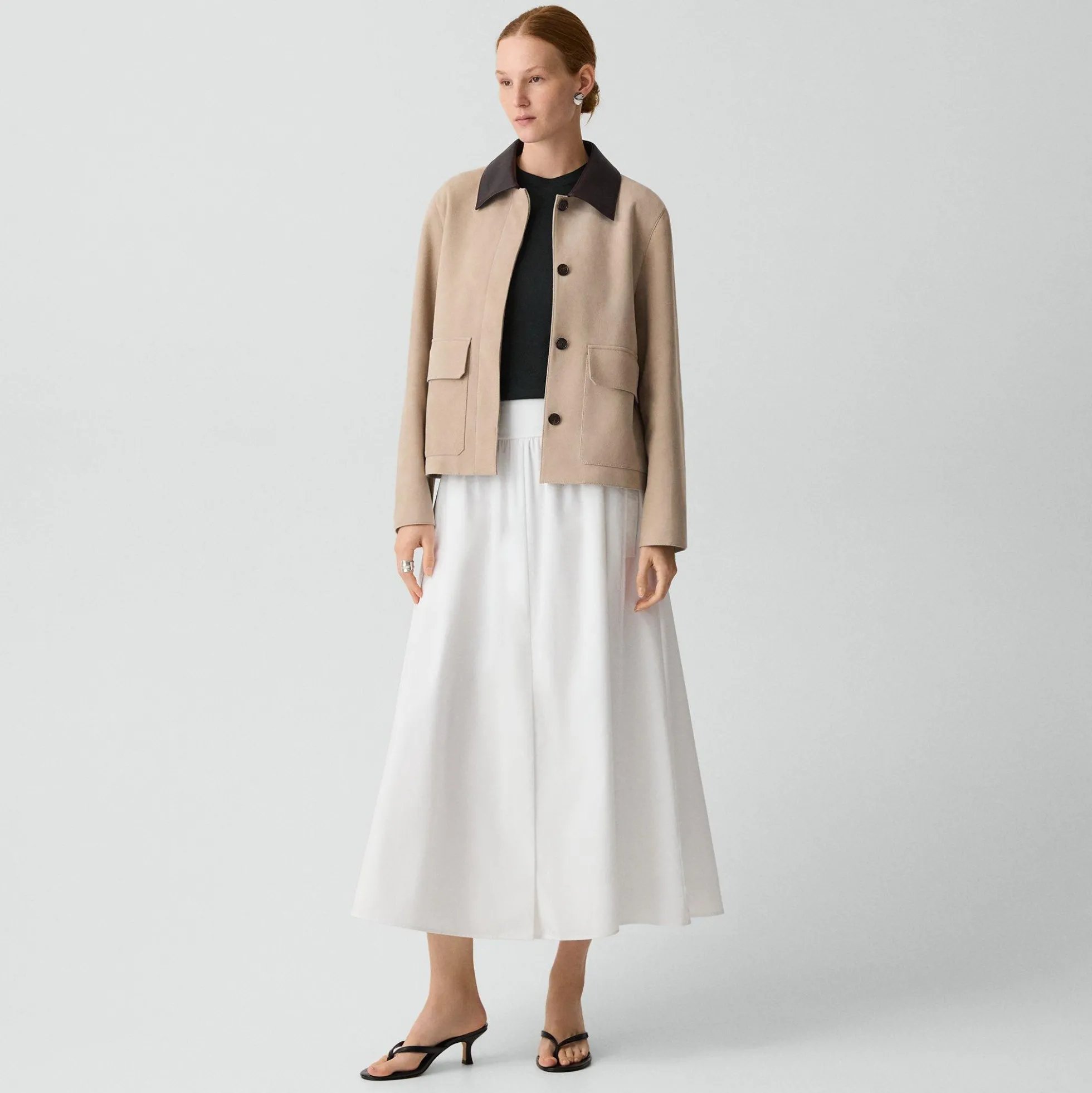 Boxy Patch Pocket Jacket in Suede