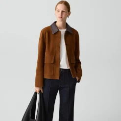 Boxy Patch Pocket Jacket in Suede