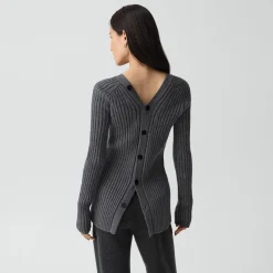 Button-Back Cardigan in Merino Wool