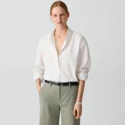 Button-Back Shirt in Relaxed Poplin