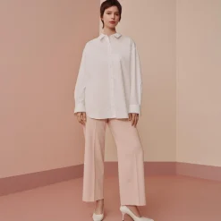 Button-Back Shirt in Relaxed Poplin