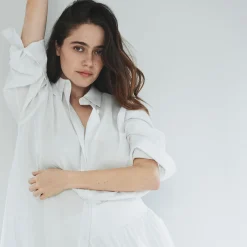 Button-Back Shirt in Relaxed Poplin