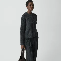 Cable-Knit Cardigan in Felted Wool-Cashmere