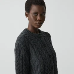 Cable-Knit Cardigan in Felted Wool-Cashmere