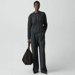 Cable-Knit Cardigan in Felted Wool-Cashmere