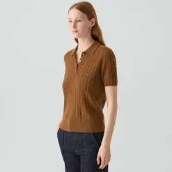 Cable-Knit Polo Shirt in Cashmere