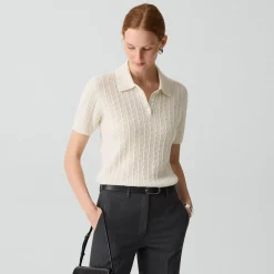 Cable-Knit Polo Shirt in Cashmere