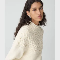 Cable-Knit Yoke Sweater in Felted Wool-Cashmere