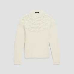 Cable-Knit Yoke Sweater in Felted Wool-Cashmere