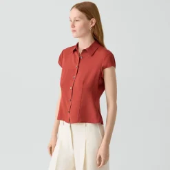 Cap Sleeve Shirt in Silk Georgette