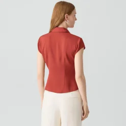 Cap Sleeve Shirt in Silk Georgette