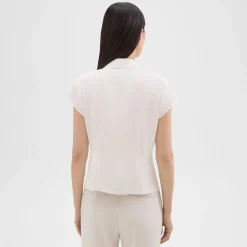Cap Sleeve Shirt in Silk Georgette