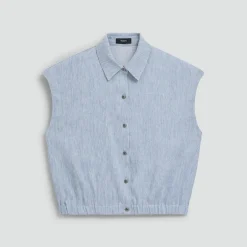 Cap-Sleeve Shirt in Fluid Linen