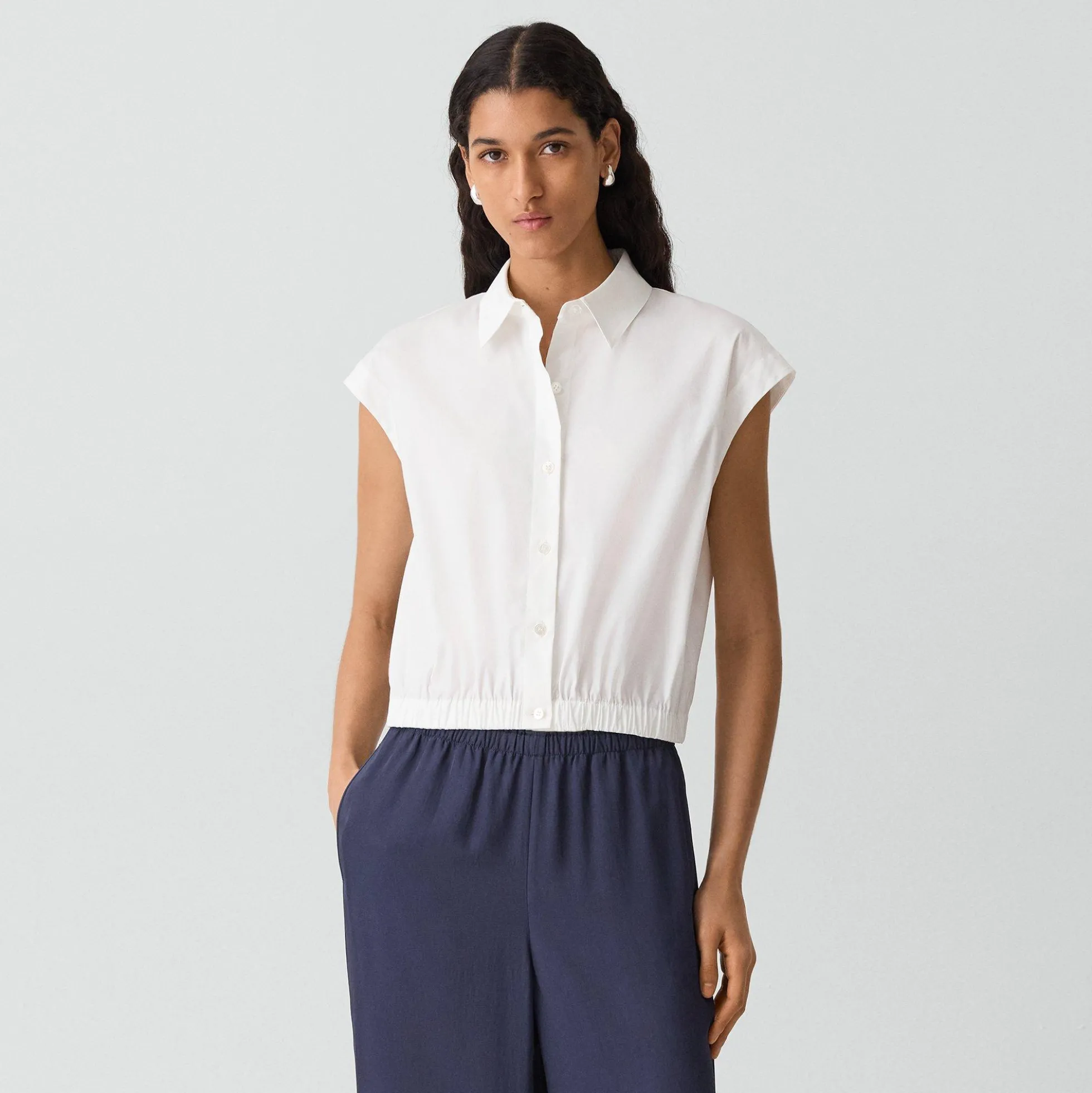 Cap-Sleeve Shirt in Good Poplin