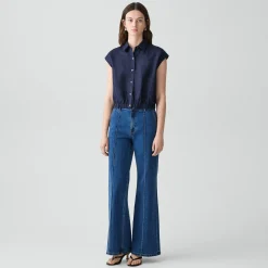 Cap-Sleeve Shirt in Relaxed Linen