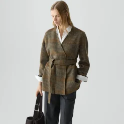 Cardigan Jacket in Plaid Wool-Cashmere