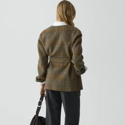 Cardigan Jacket in Plaid Wool-Cashmere