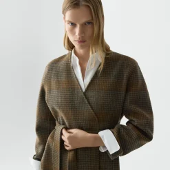 Cardigan Jacket in Plaid Wool-Cashmere