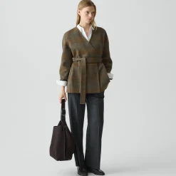 Cardigan Jacket in Plaid Wool-Cashmere