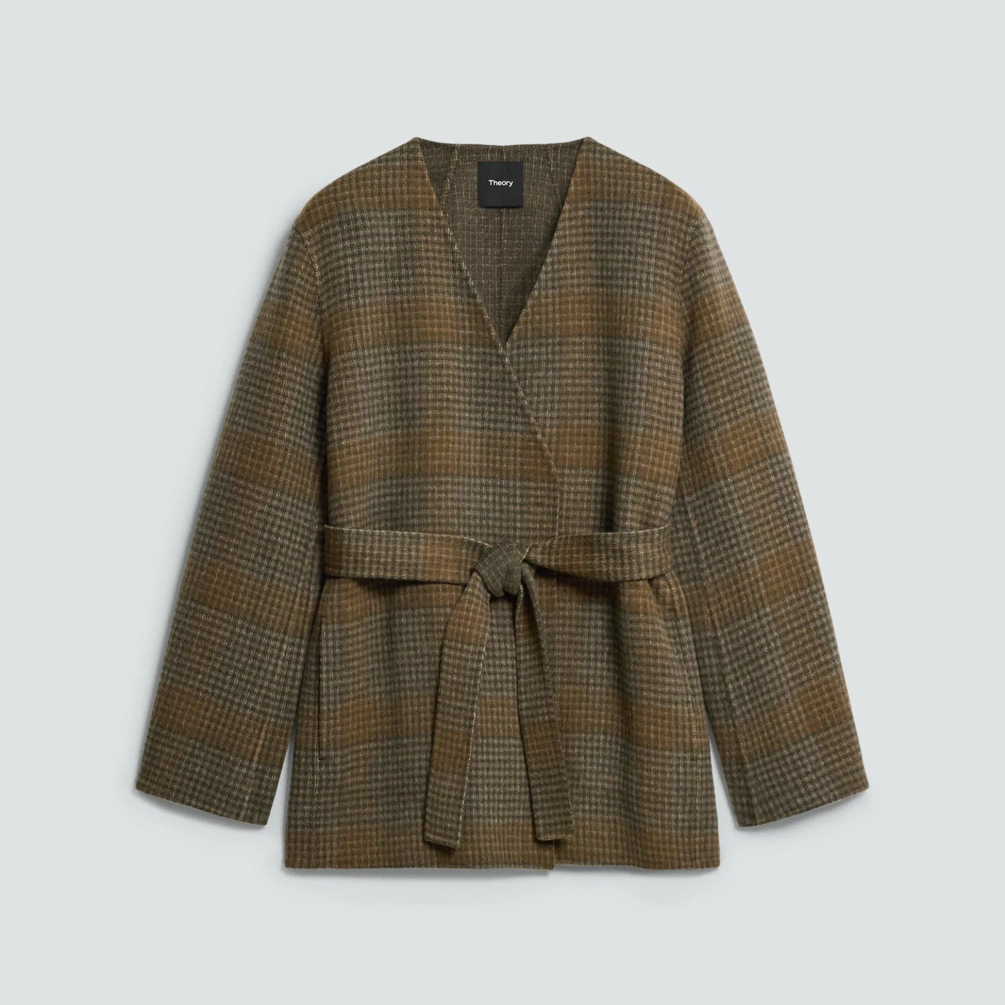 Cardigan Jacket in Plaid Wool-Cashmere